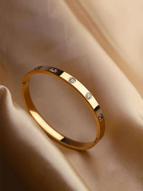 Bracelete Dourado Strass
