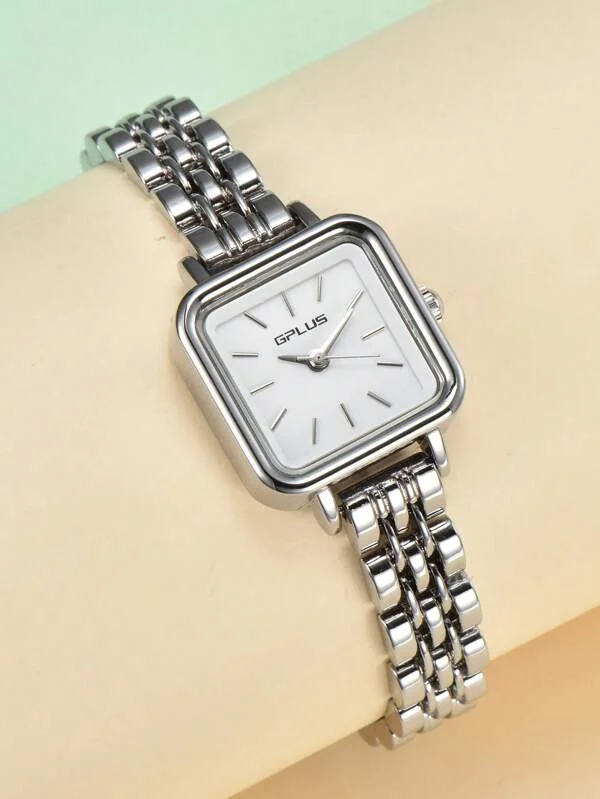 Relógio Prata Quartz Quadrado